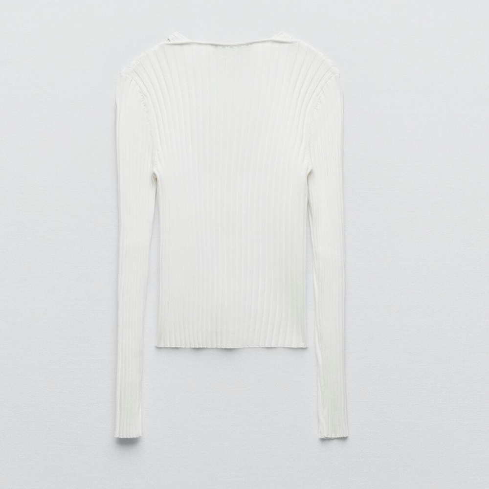 Zara Ribbed Knit Top! White - Picture 6 of 11